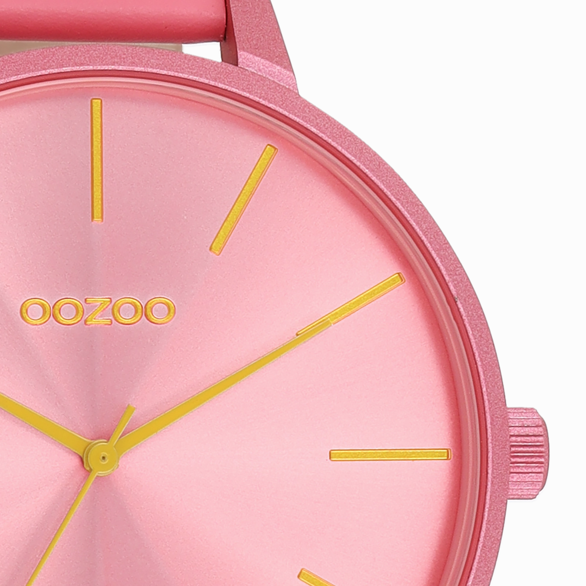 Pink shell coloured OOZOO watch with leather strap - C11250