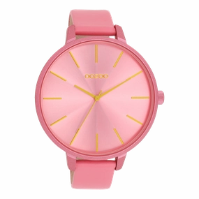 Pink shell coloured OOZOO watch with leather strap - C11250