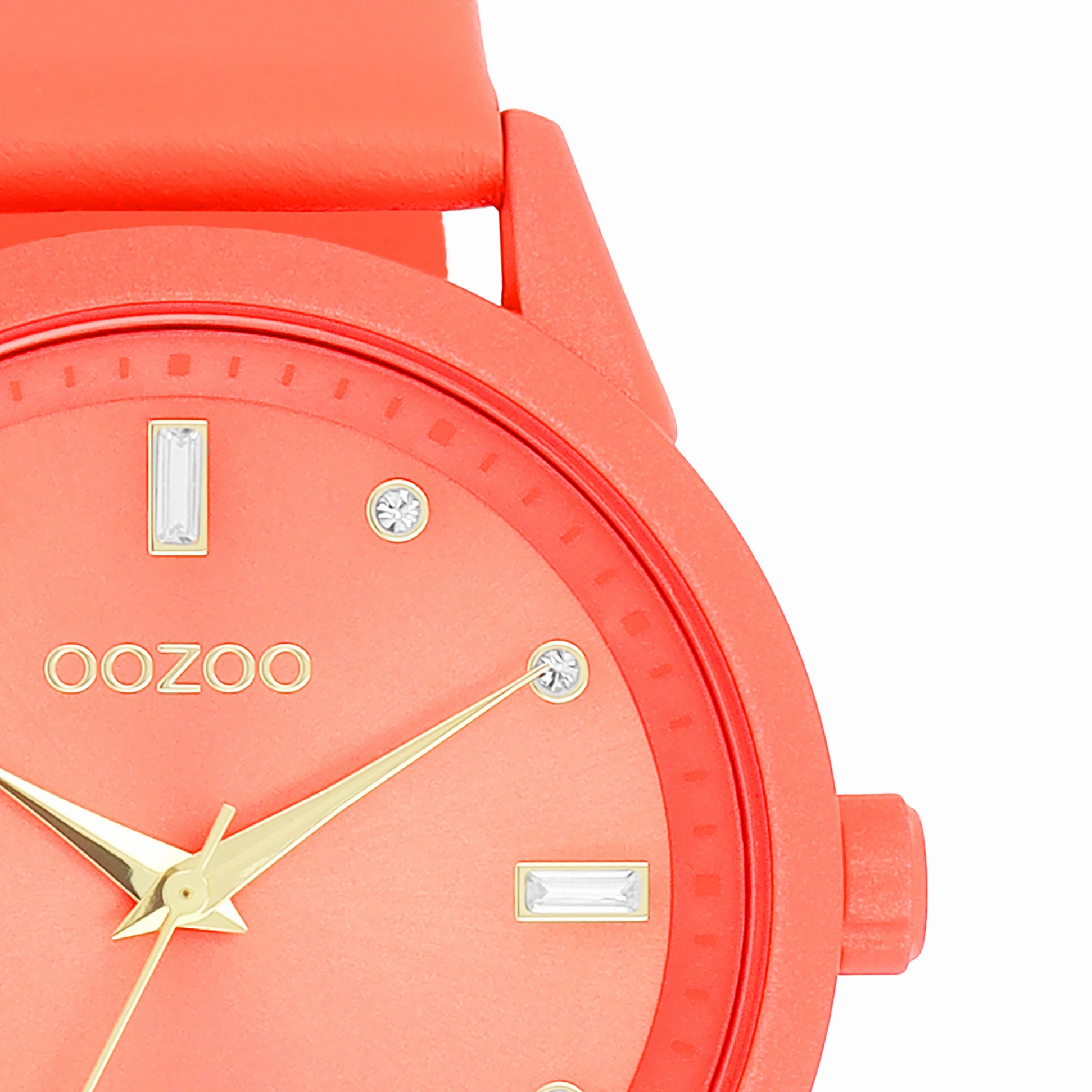 Pink shell coloured OOZOO watch with leather strap - C11285