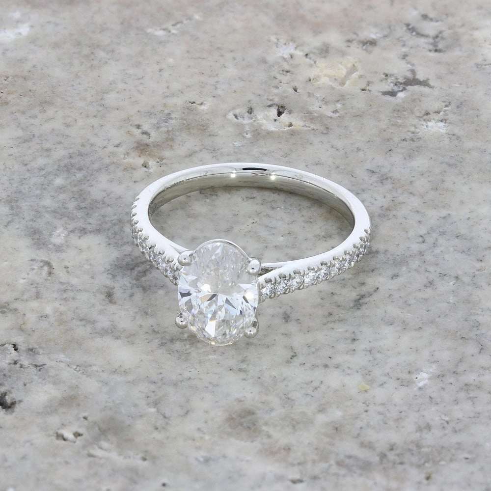 Platinum 1.55cts Lab Grown Diamond Oval Cut Solitaire Ring