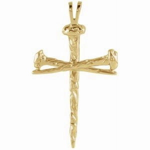 Platinum 26x18.2 mm Nail Design Cross Pendant