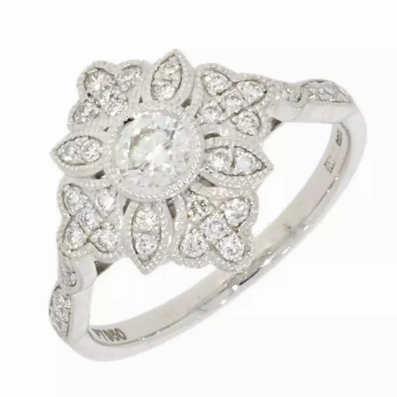 Platinum Art Deco Style Diamond Dress Ring 0.55ct
