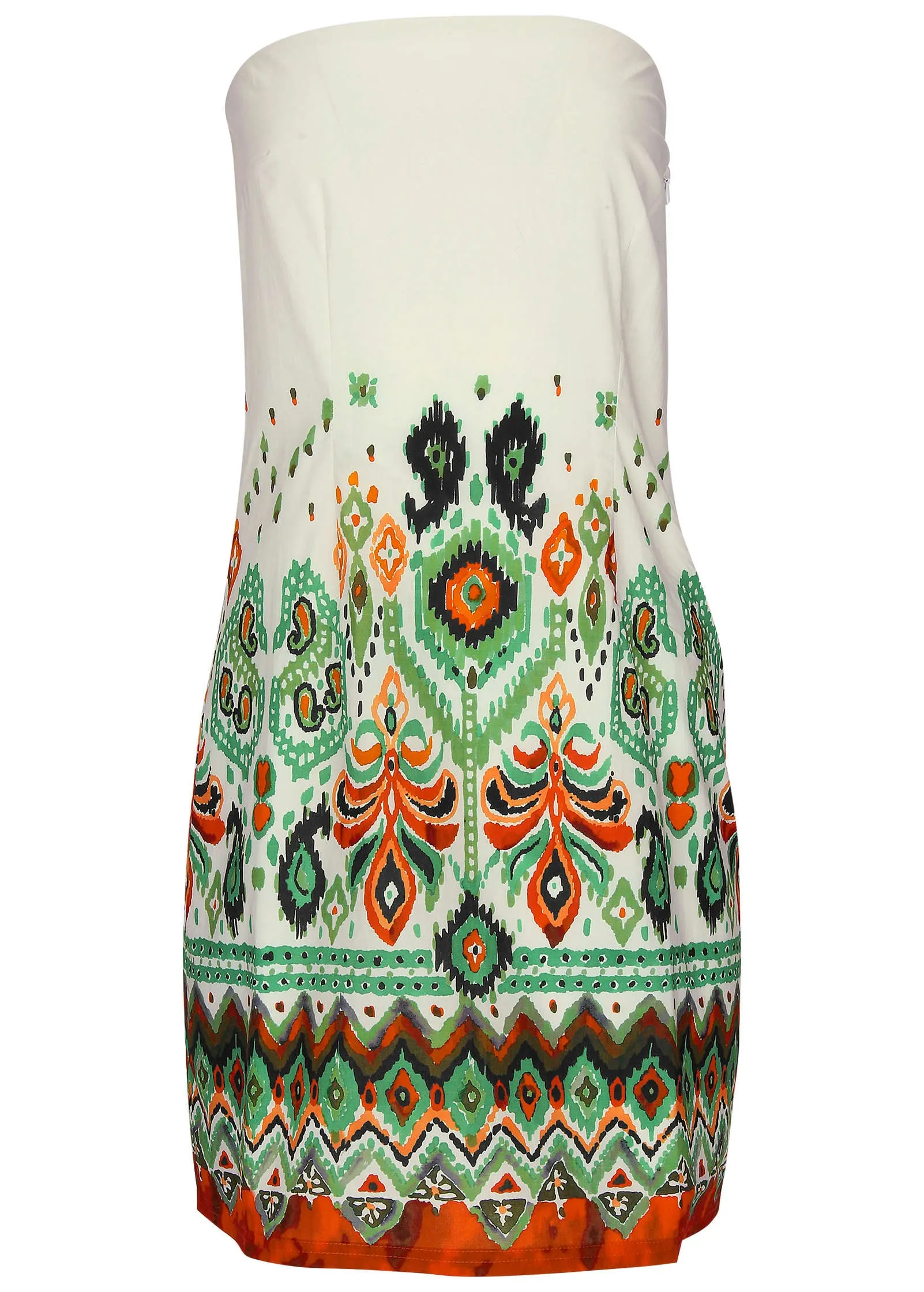 Poplin Strapless Mini Dress - Seti Olive Ikat