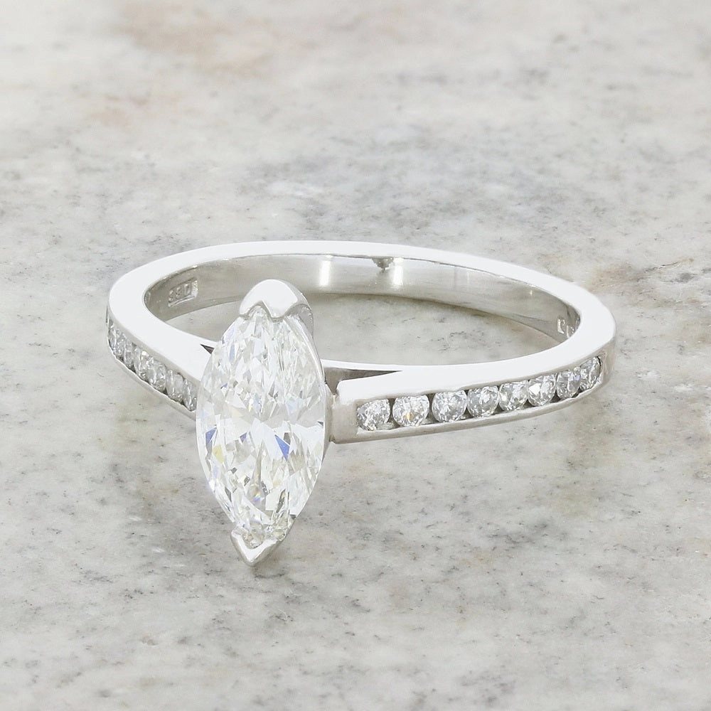 Pre Owned 18ct White Gold Marquise Cut 0.70cts Diamond Ring