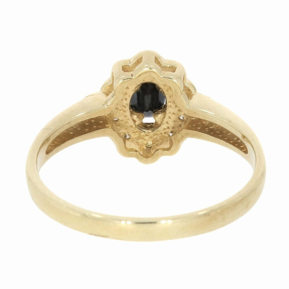Pre Owned 9ct Yellow Gold Sapphire and 0.25cts Diamond Cluster Ring