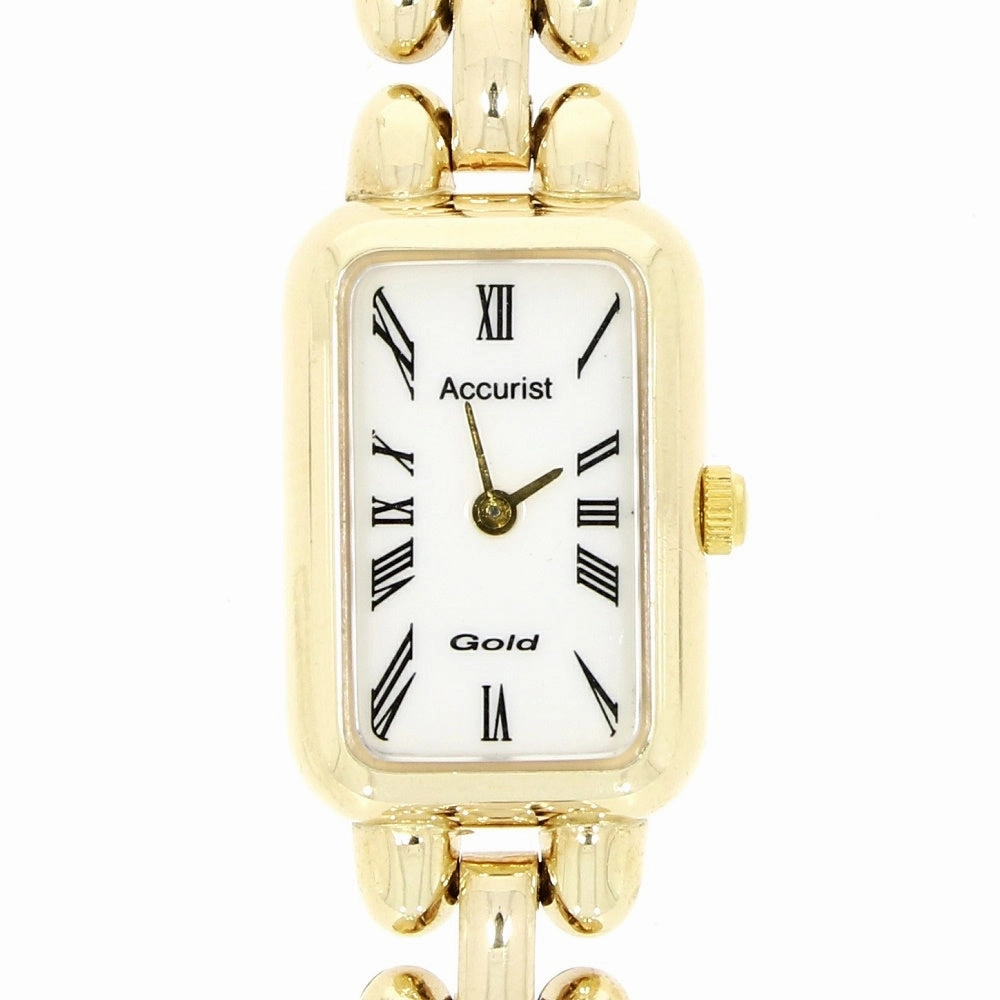 Pre Owned Accurist 9ct Gold Ladies Bracelet Watch Papers (1995) RW0551