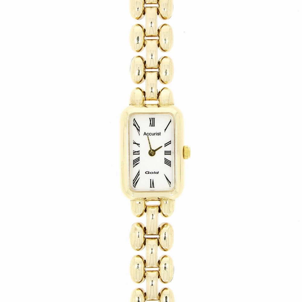 Pre Owned Accurist 9ct Gold Ladies Bracelet Watch Papers (1995) RW0551