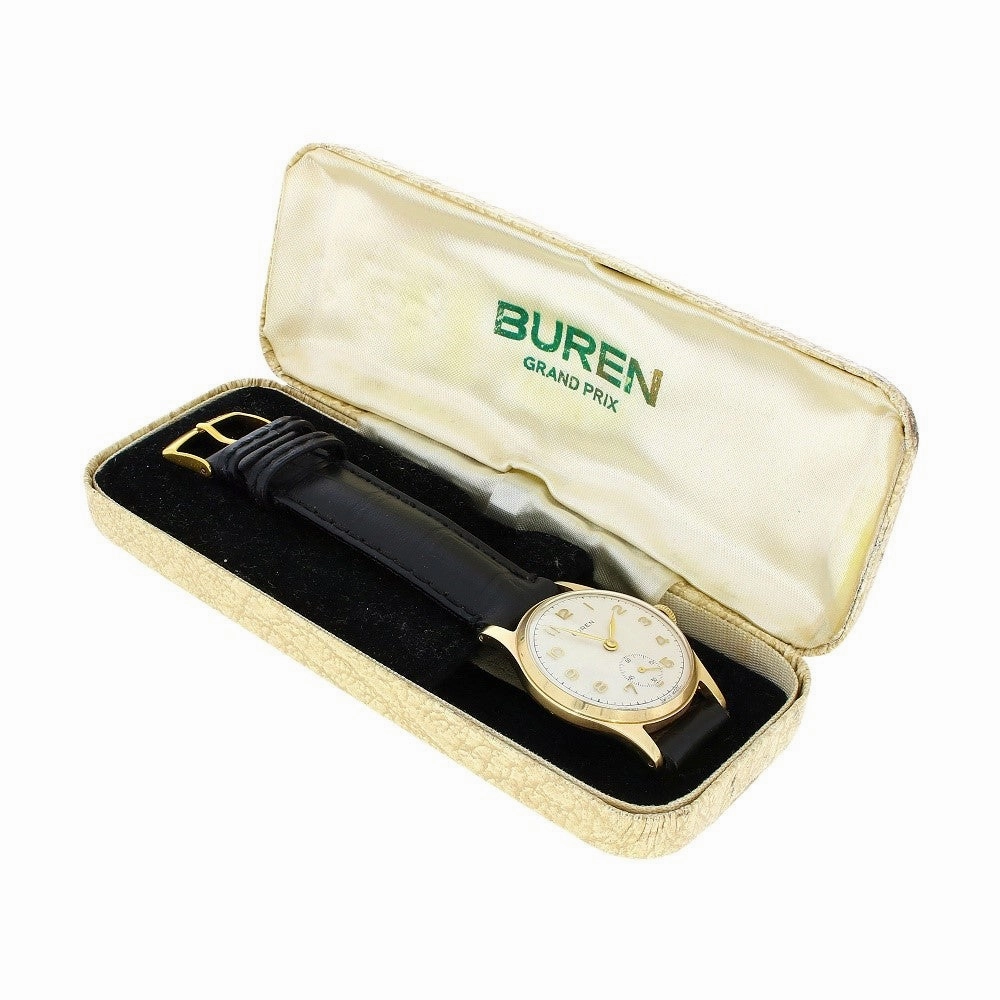 Pre Owned Vintage Buren 9ct Gold Mid Size Ladies Strap Watch RW0572