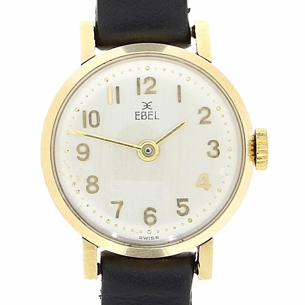 Pre Owned Vintage Ebel 9ct Gold Leather Strap Mechanical Ladies Watch RW0571