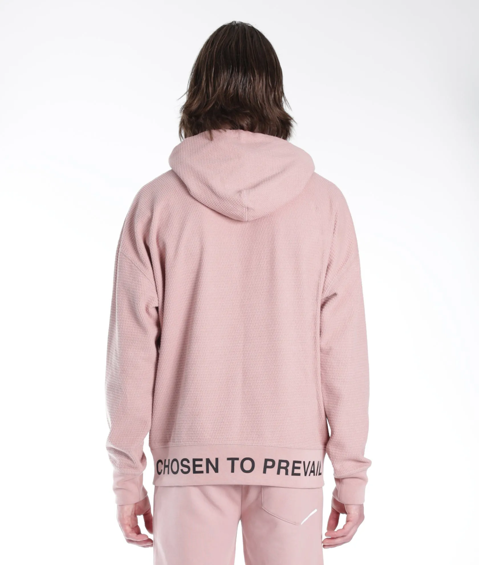 Pullover Sweatshirt Waffle Knit In Dusty Pink