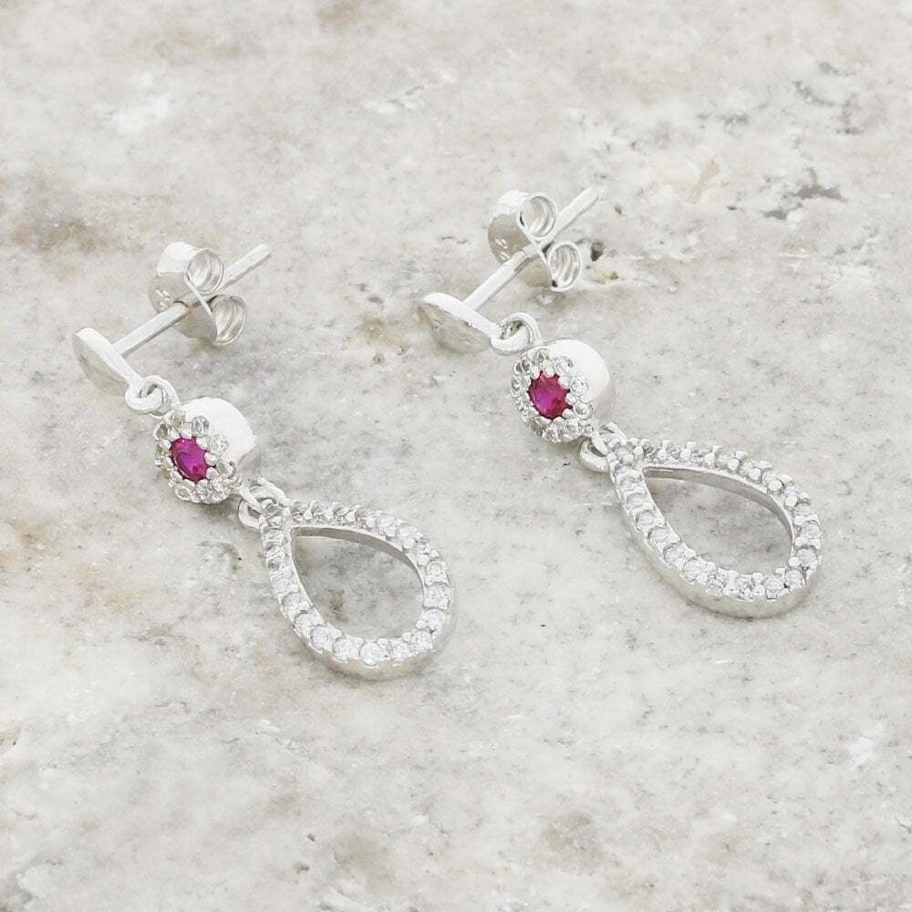 Purity Sterling Silver Cubic Zirconia Drop Earrings P3810ED-2