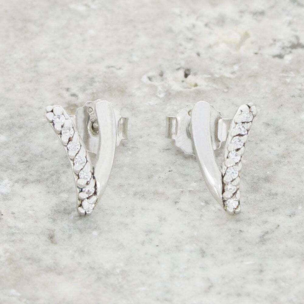 Purity Sterling Silver Cubic Zirconia Stud Earrings PUR3852ES