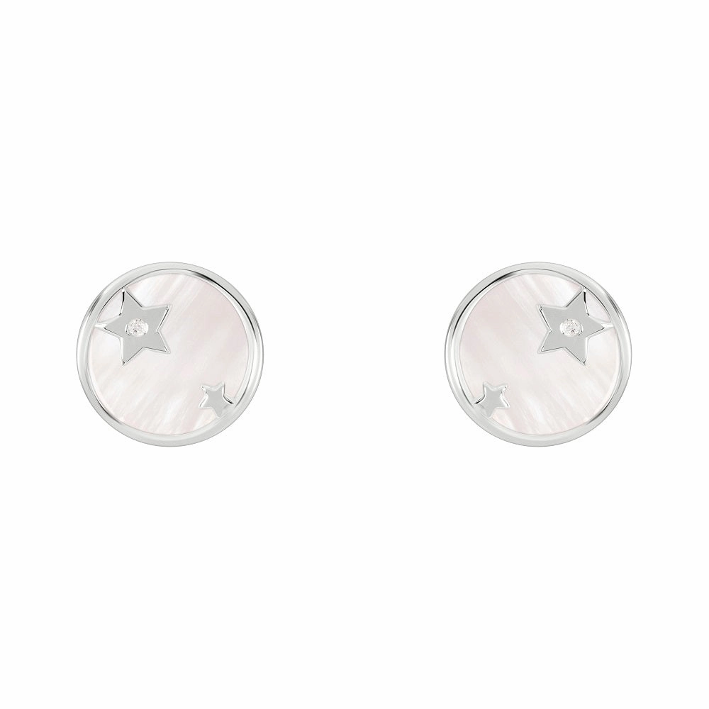 Radley Sterling Silver Mother of Pearl Diamond Disc Earrings RYJ1251