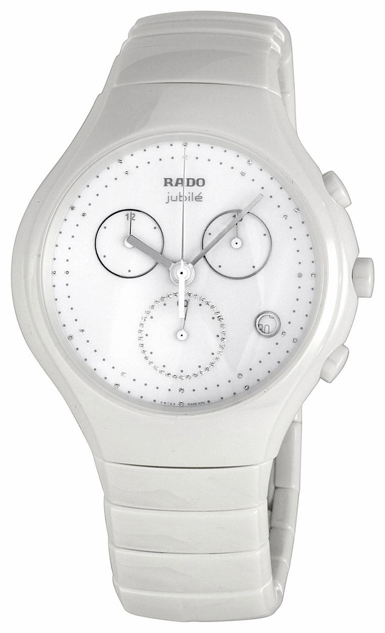 Rado Diastar True Chronograph White Ceramic Womens Watch Quartz Date Diamonds R27832702