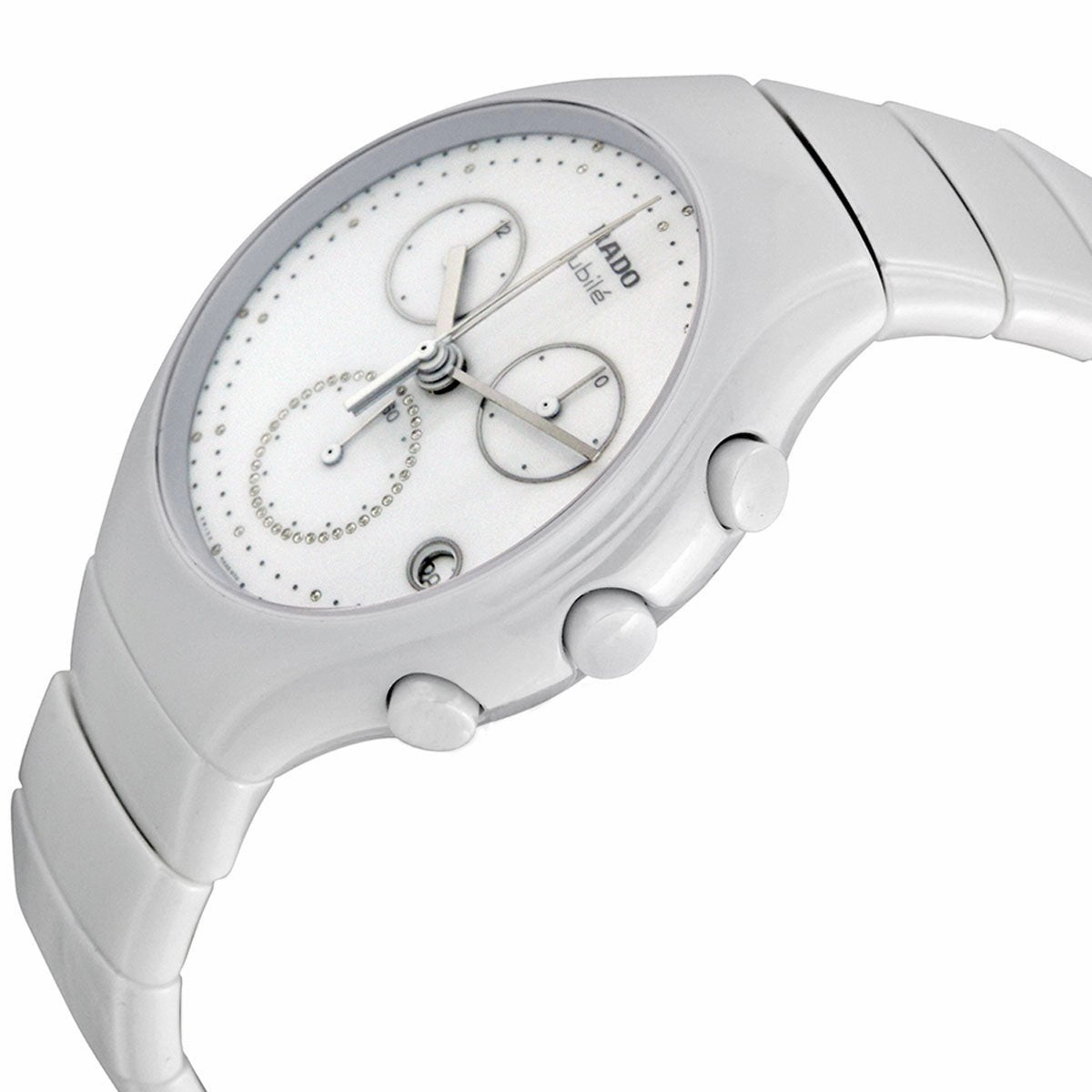 Rado Diastar True Chronograph White Ceramic Womens Watch Quartz Date Diamonds R27832702