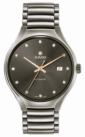 Rado True Automatic Diamonds Plasma High-Tech Ceramic Grey Dial Date Unisex Watch R27057732