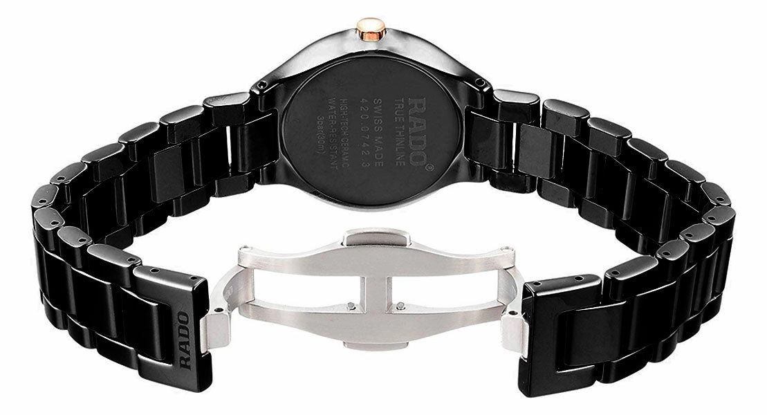 Rado True Thinline Black Ceramic Black Dial Quartz Womens Watch R27742152