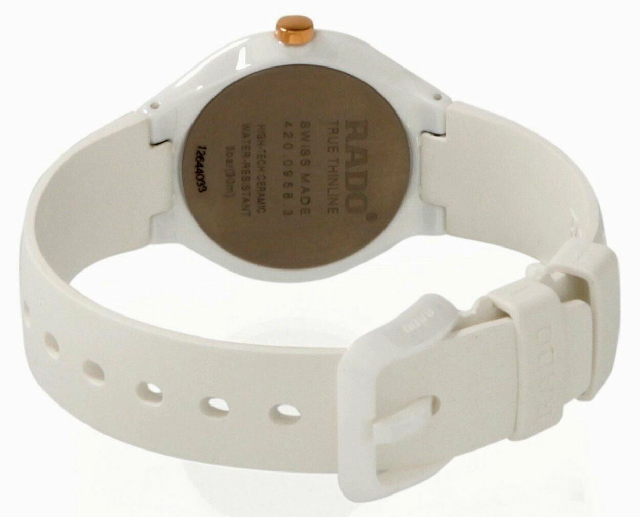 Rado True Thinline White Ceramic Womens Watch Quartz Rubber Strap R27958109