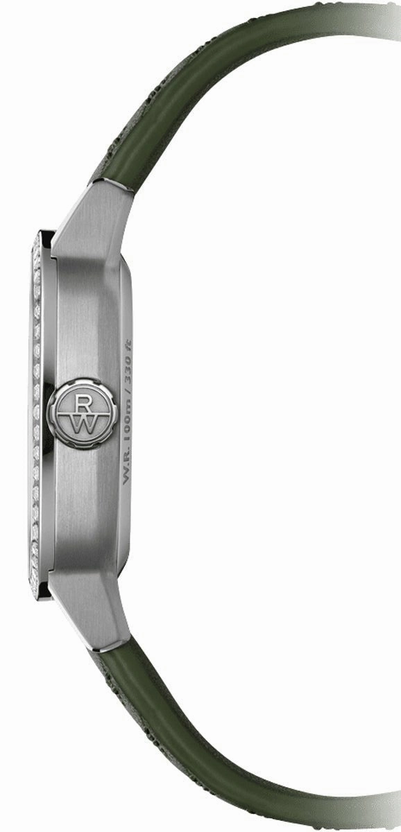 Raymond Weil Freelancer Automatic Stainless Steel Green Dial Green Leather Strap Date Diamonds Womens Watch 2490-SCS-52051
