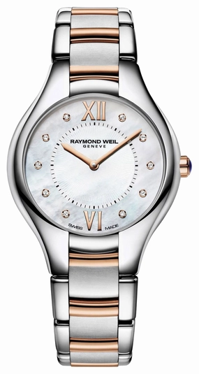 Raymond Weil Noemia Two-Tone Stainless Steel White Mother-of-Pearl Dial Diamonds Quartz Womens Watch 5132-SP5-00985