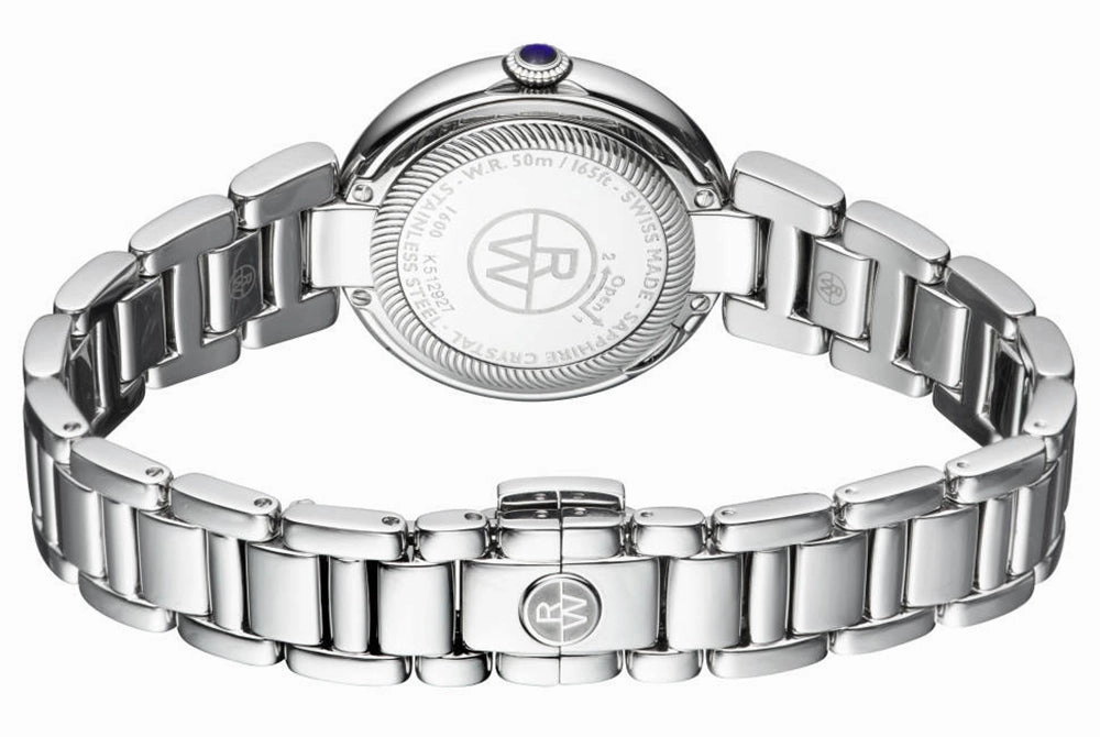 Raymond Weil Shine Stainless Steel Diamonds Mother-of-Pearl Dial Interchangeable Black Satin Strap Date Quartz Womens Watch 1600-ST-00995
