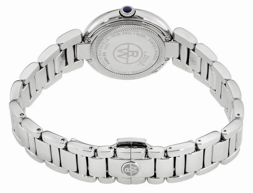 Raymond Weil Shine Stainless Steel Diamonds Silver-Tone Dial Interchangeable Black Satin Strap Date Quartz Womens Watch 1600-STS-00659