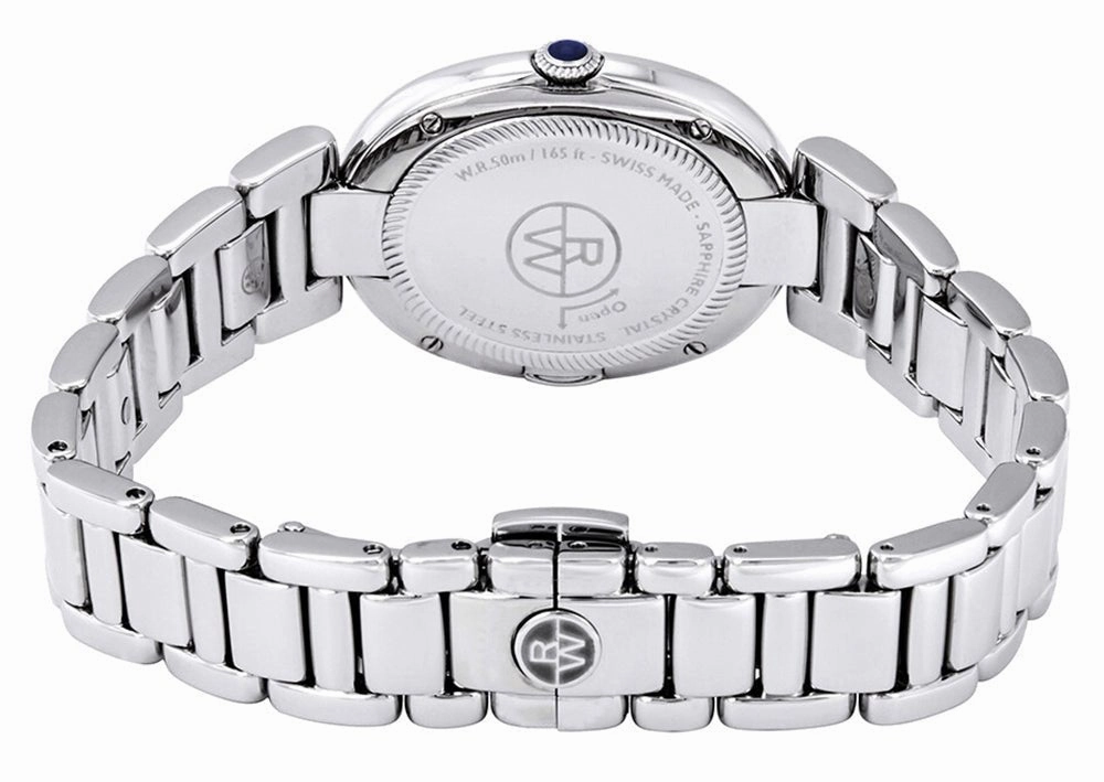 Raymond Weil Shine Stainless Steel Oval Case Silver-Tone Dial Interchangeable Black Satin Strap Quartz Womens Watch 1700-ST-00659