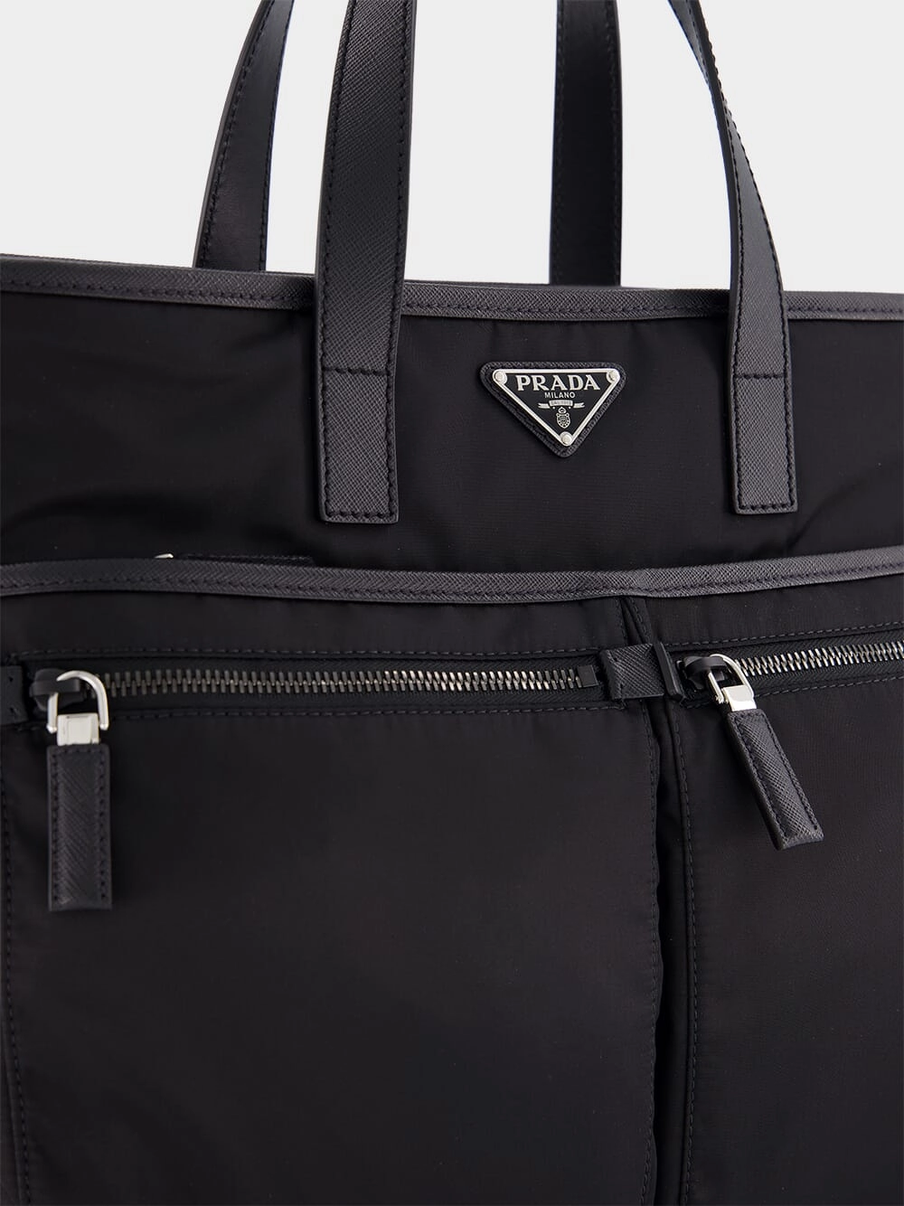 Re-Nylon and Saffiano Leather Tote Bag