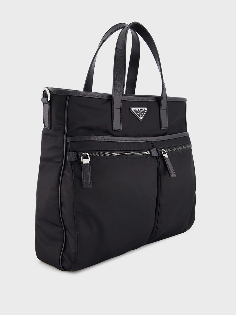 Re-Nylon and Saffiano Leather Tote Bag