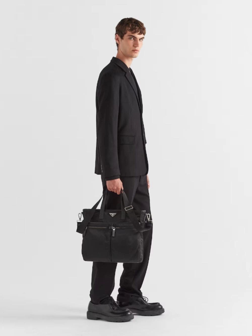 Re-Nylon and Saffiano Leather Tote Bag