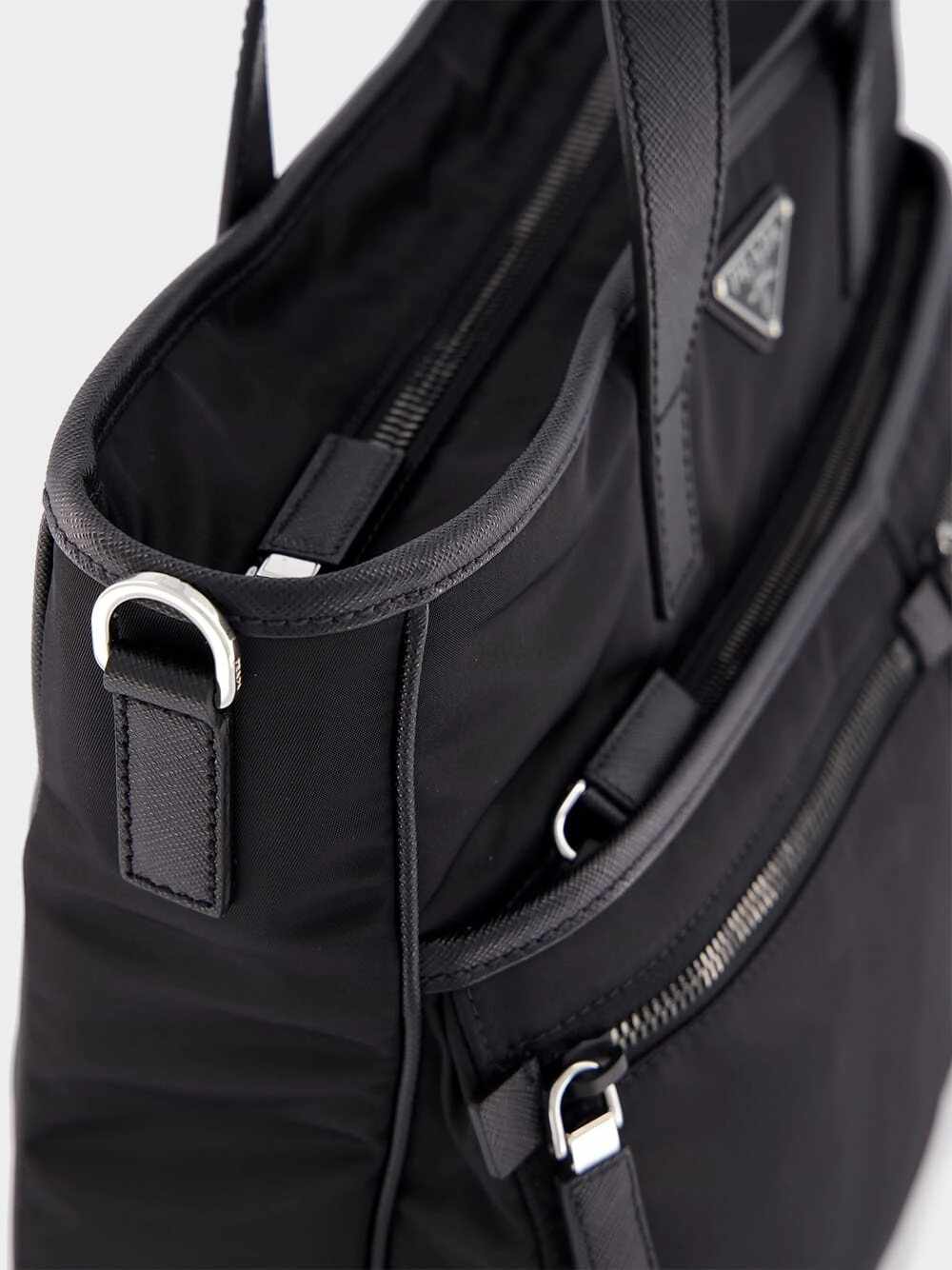 Re-Nylon and Saffiano Leather Tote Bag