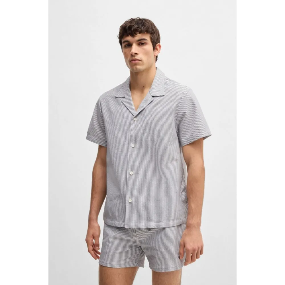 Regular-fit beach shirt in seersucker fabric