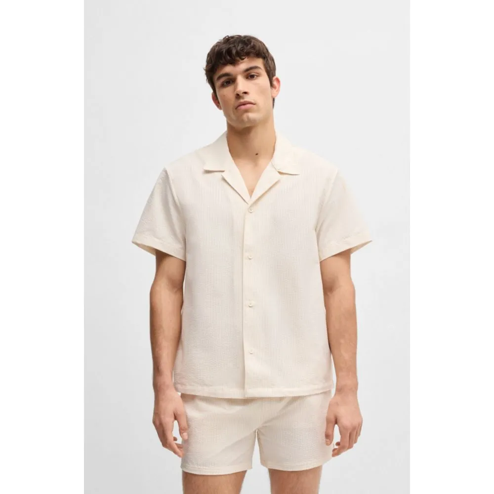 Regular-fit beach shirt in seersucker fabric