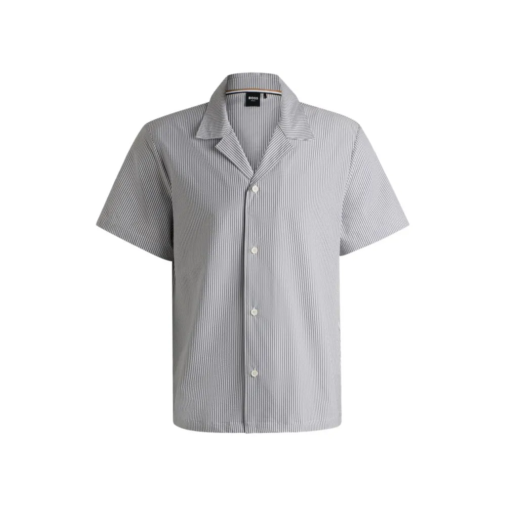Regular-fit beach shirt in seersucker fabric