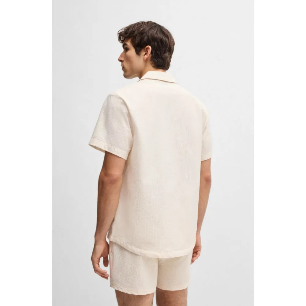 Regular-fit beach shirt in seersucker fabric