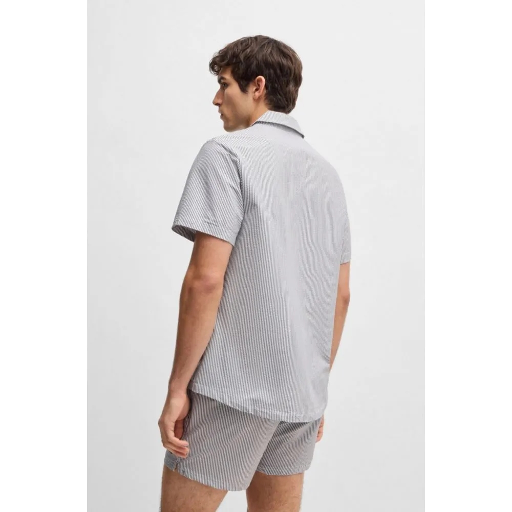 Regular-fit beach shirt in seersucker fabric