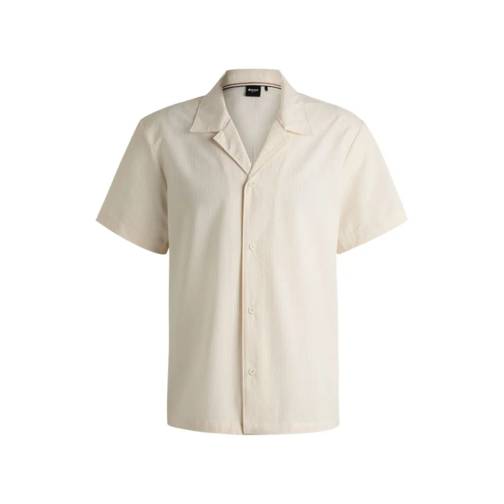 Regular-fit beach shirt in seersucker fabric