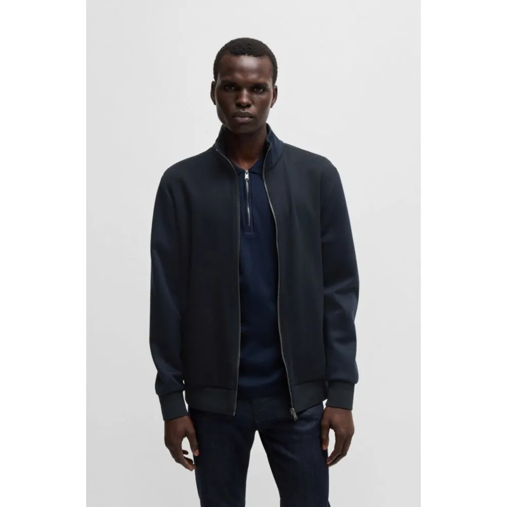 Regular-fit zip-up sweatshirt in stretch cotton
