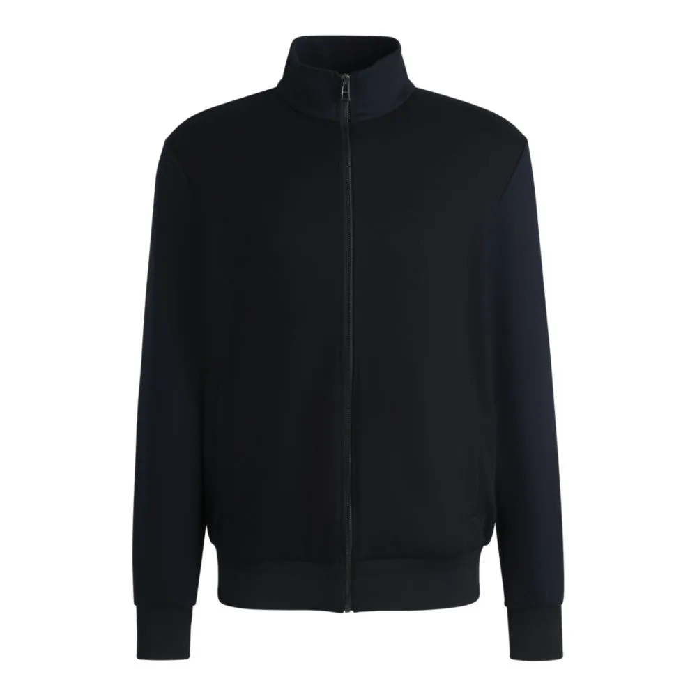 Regular-fit zip-up sweatshirt in stretch cotton