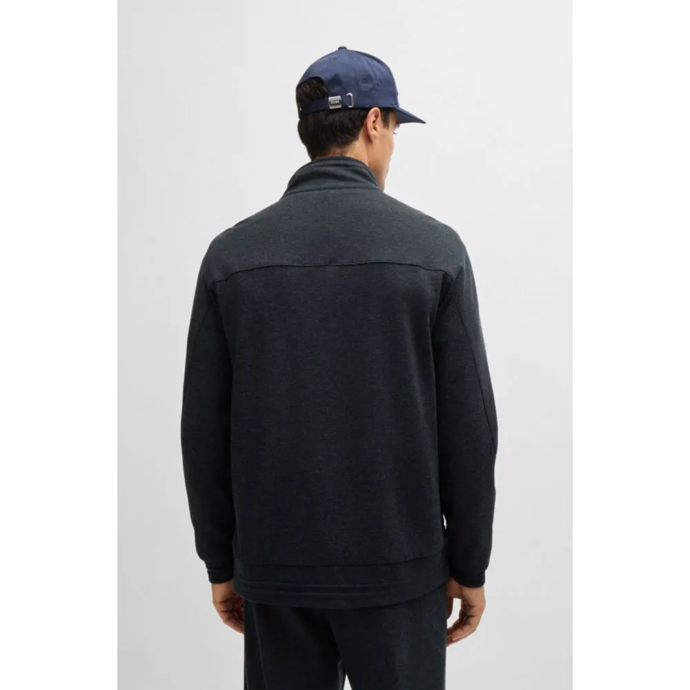 Regular-fit zipped sweatshirt in mixed materials