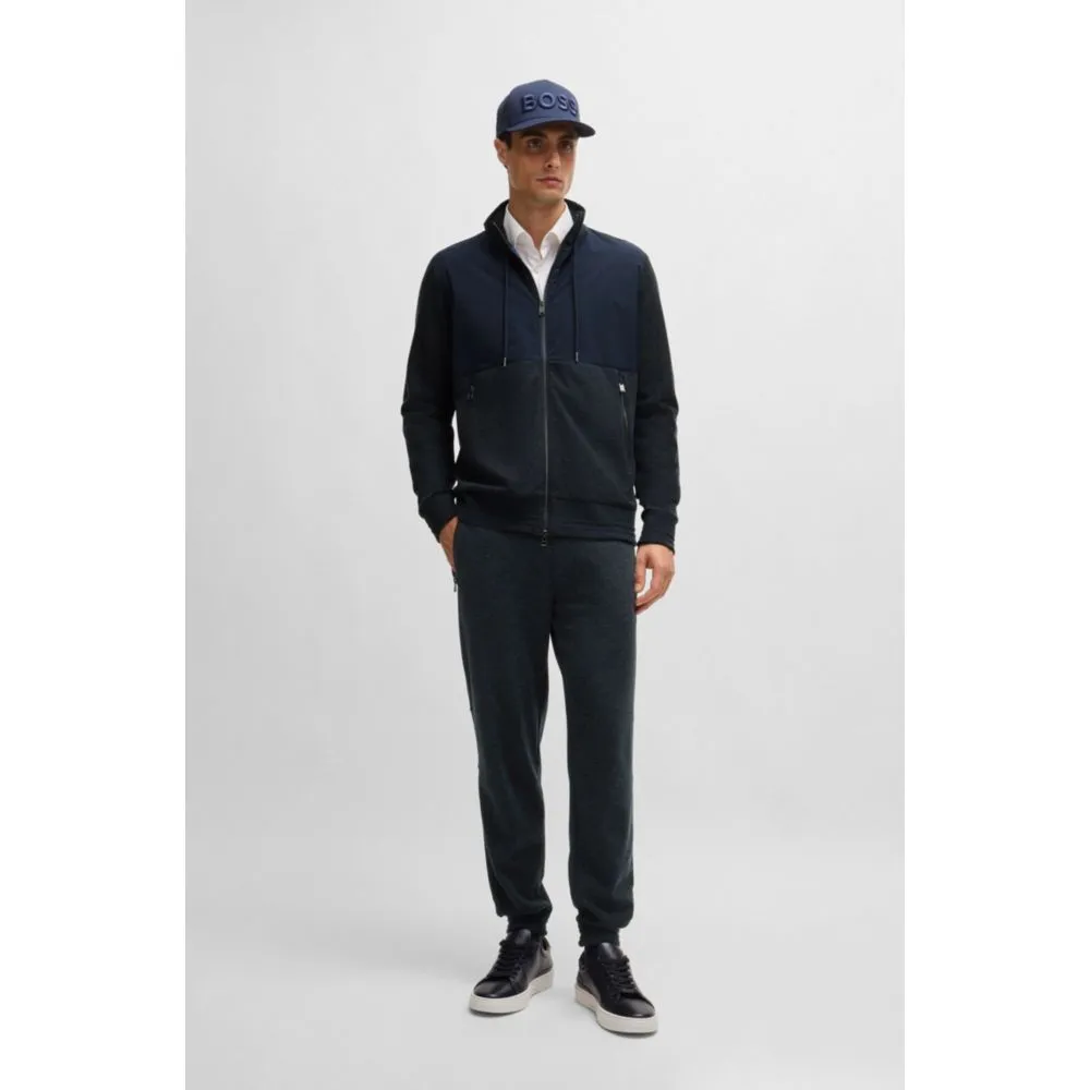 Regular-fit zipped sweatshirt in mixed materials