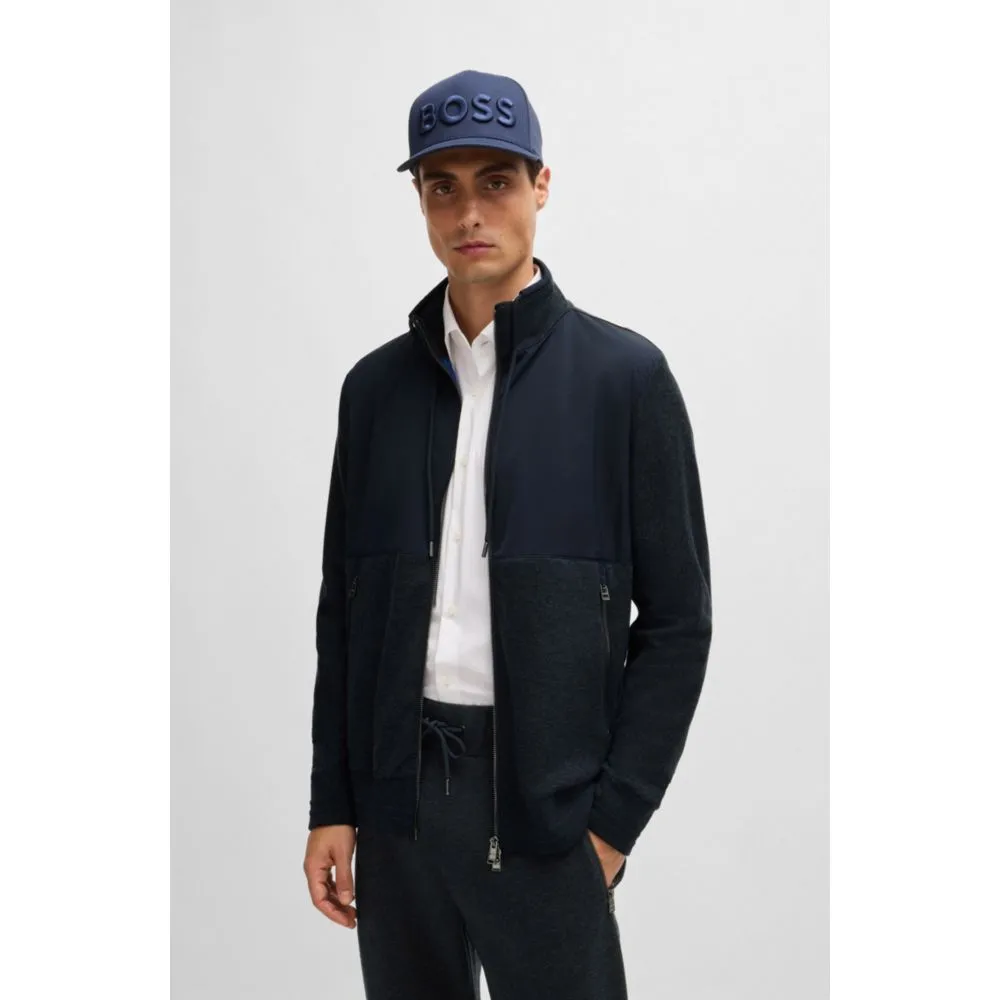 Regular-fit zipped sweatshirt in mixed materials