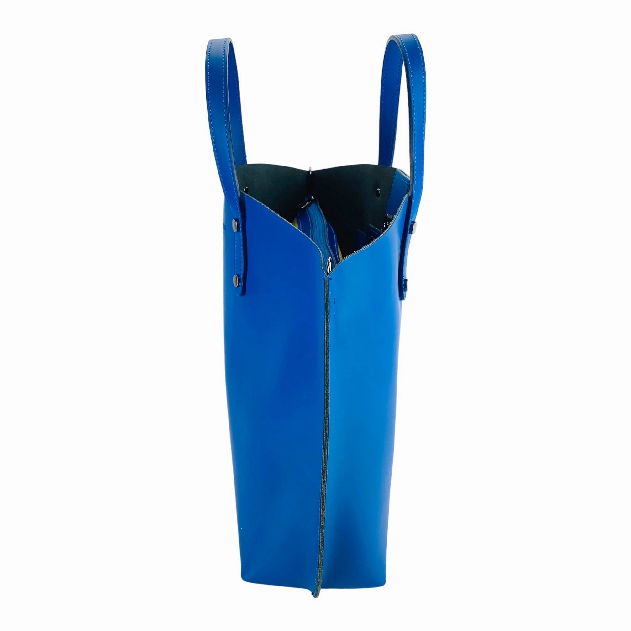 Renato Borzatta Large Leather Tote Shoulder Bag Royal Blue