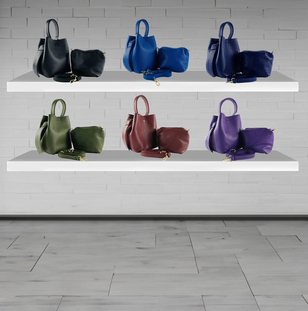 Renato Borzatta Leather Bucket Shoulder Bag Purple