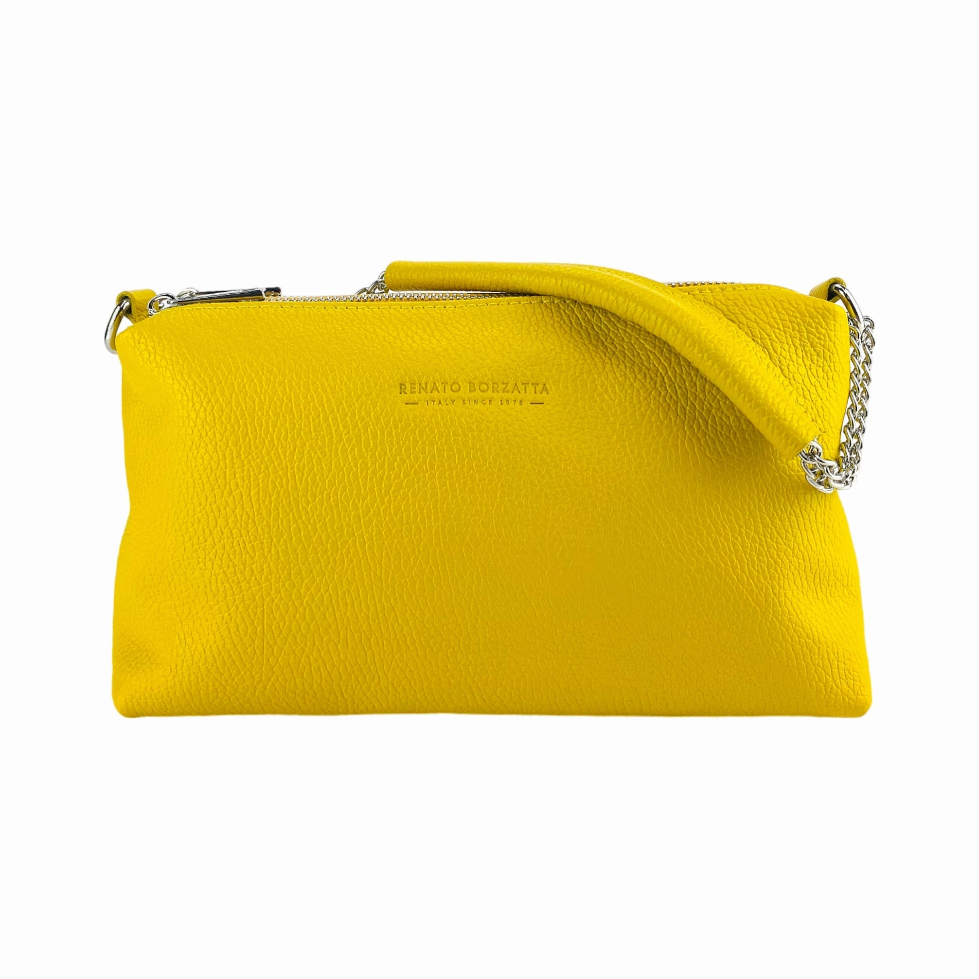 Renato Borzatta Leather Chain Shoulder Bag Yellow