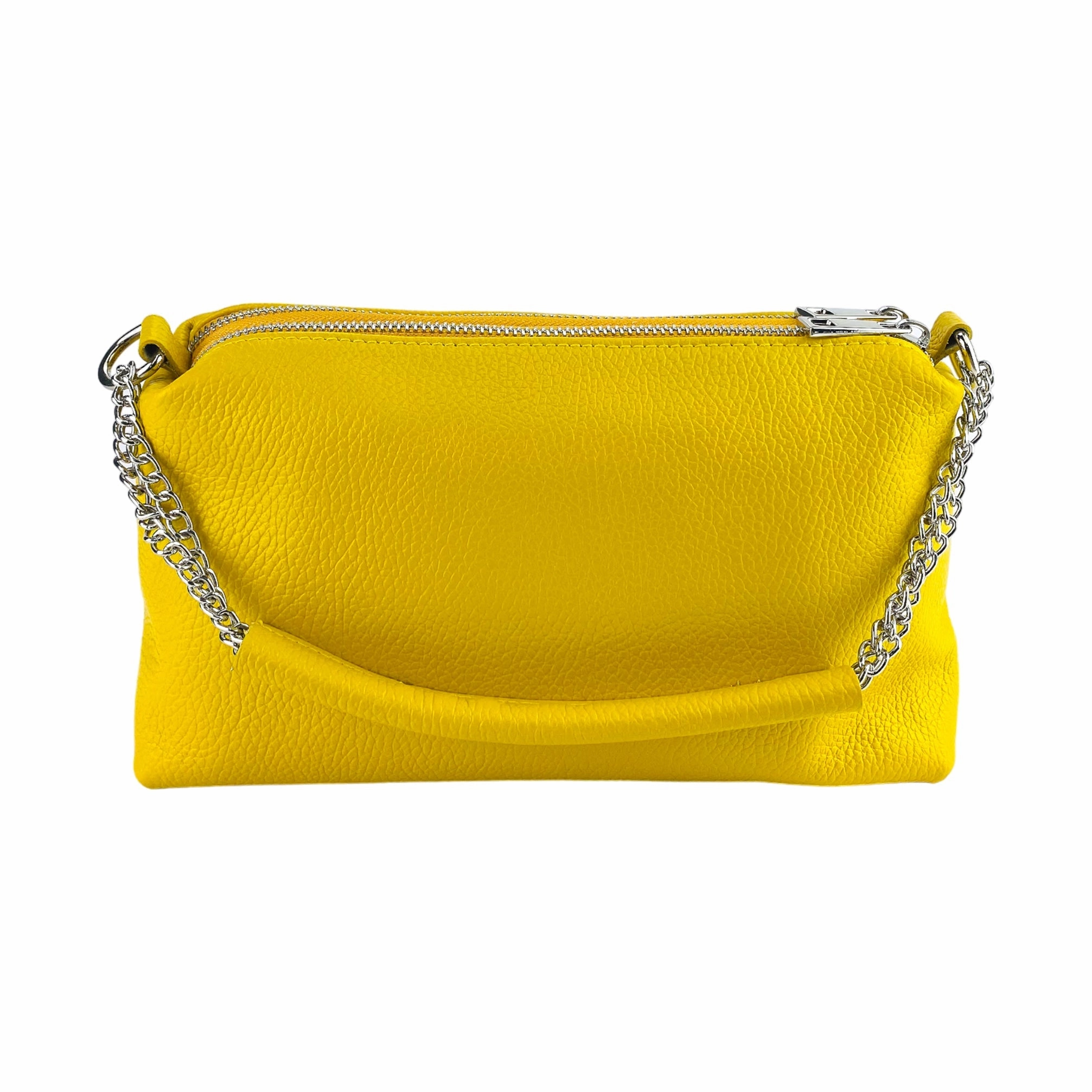Renato Borzatta Leather Chain Shoulder Bag Yellow