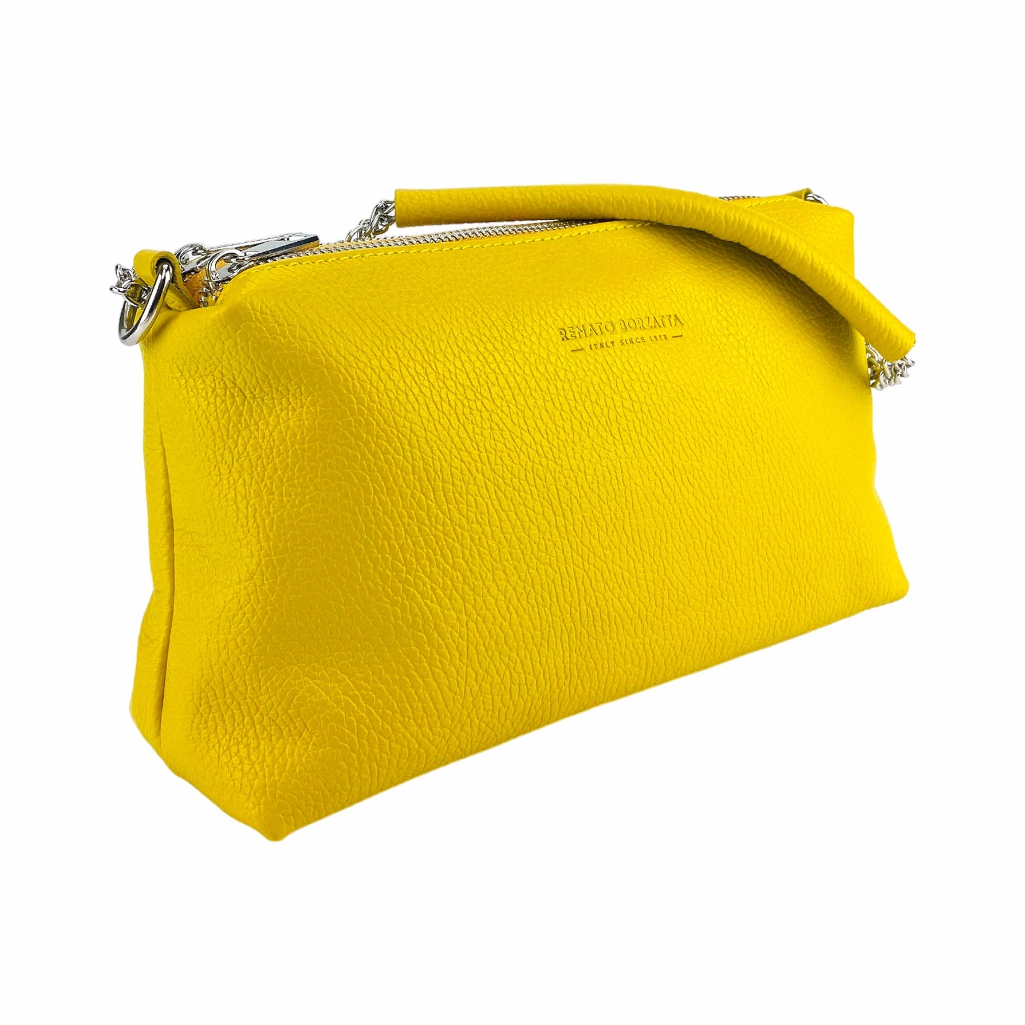 Renato Borzatta Leather Chain Shoulder Bag Yellow