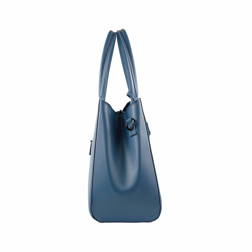 Renato Borzatta Leather Double Strap Shoulder Bag Air Force Blue