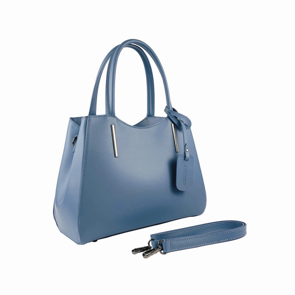 Renato Borzatta Leather Double Strap Shoulder Bag Air Force Blue