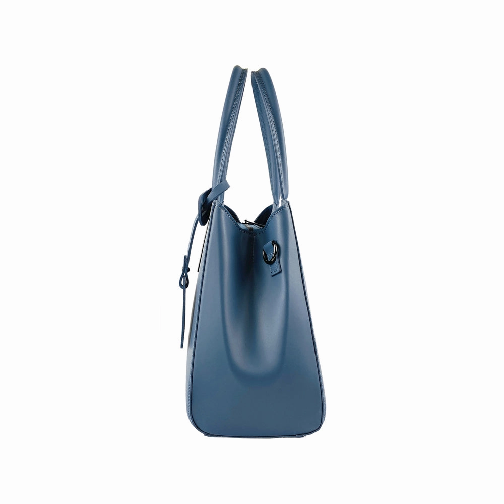 Renato Borzatta Leather Double Strap Shoulder Bag Air Force Blue